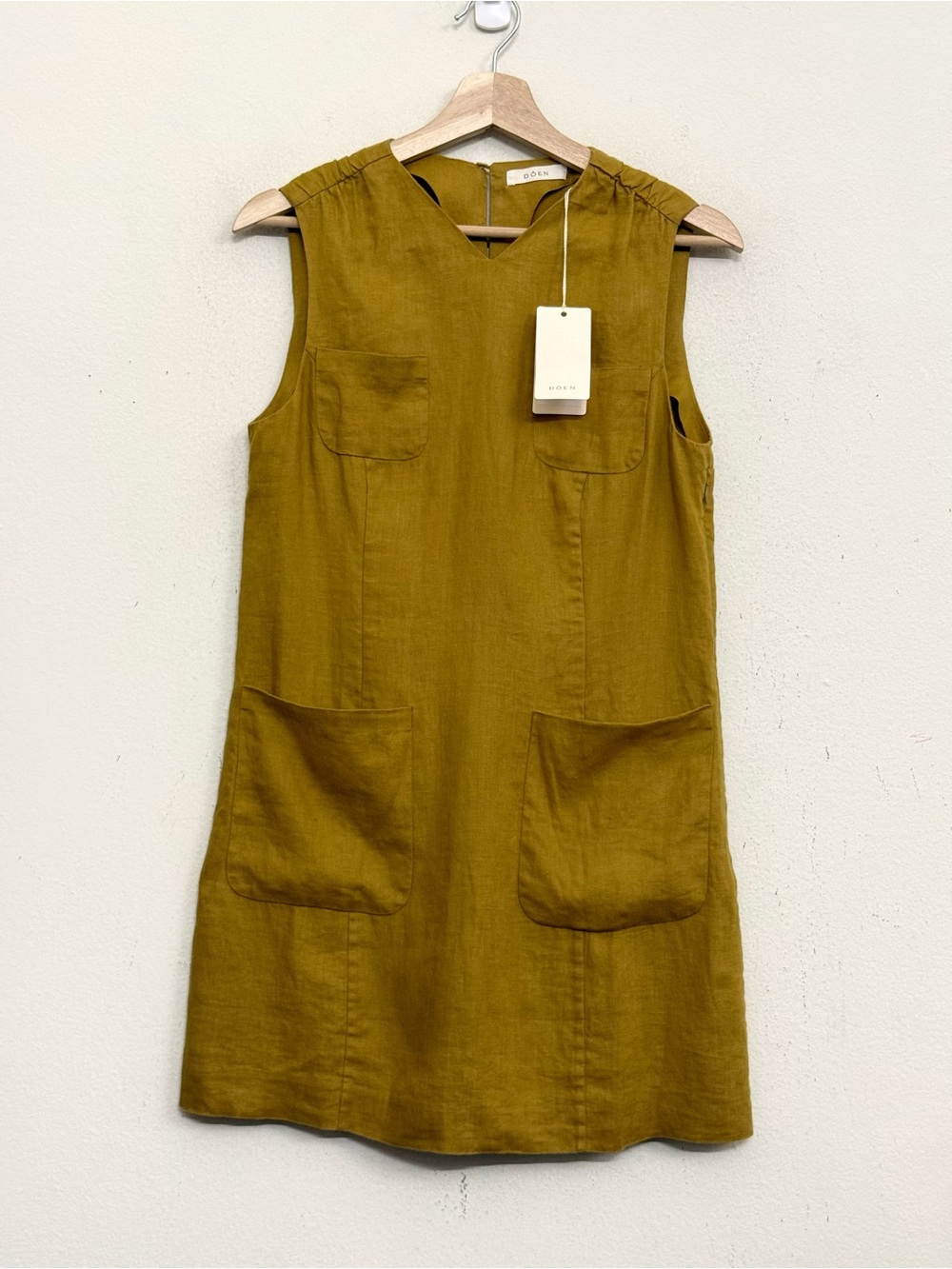 NWT DÔEN Bennett Linen Dress in Golden Olive Sz S - Picture 7 of 17
